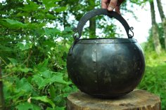 Forged iron cauldron