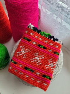 Multicoloured crocheted wrist cuff from Muhu island