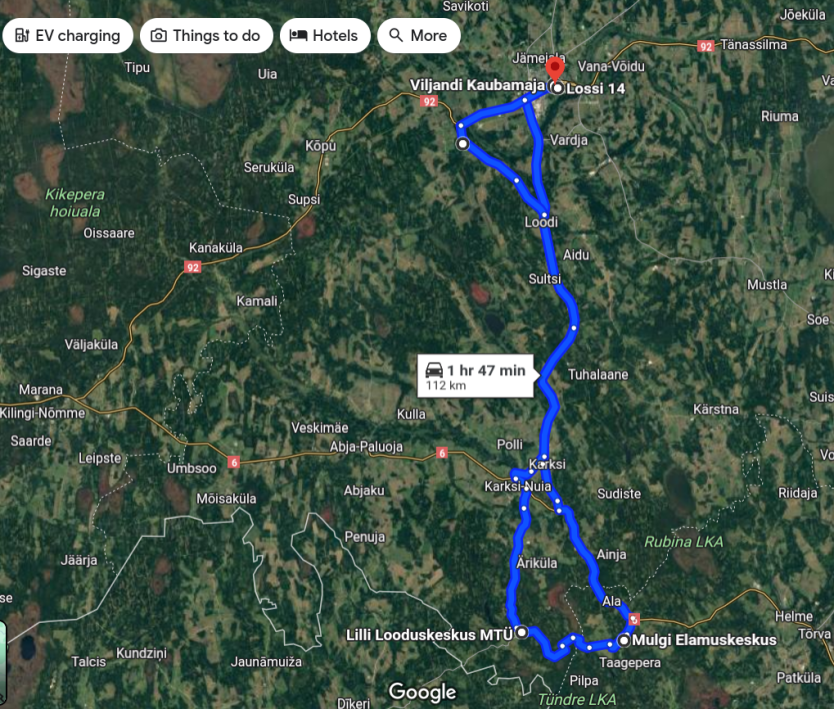 Route of Mulgimaa trip